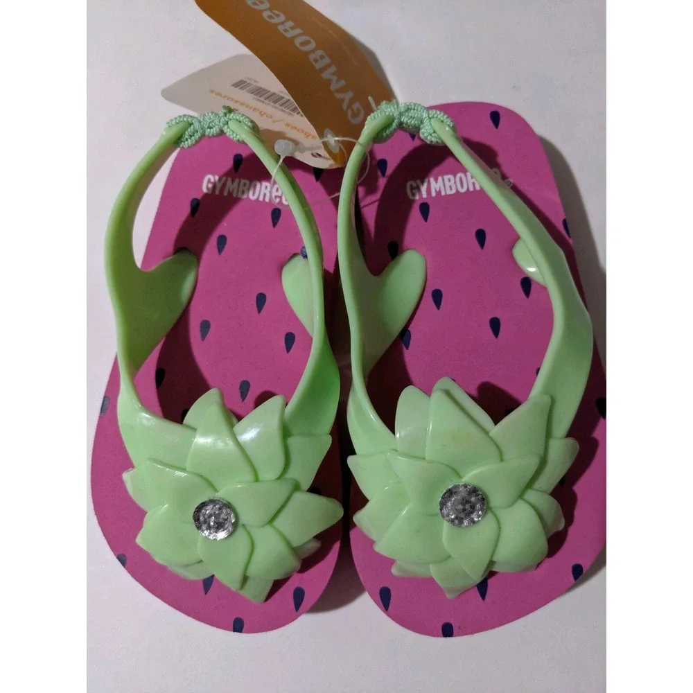 Gymboree Girls Size 5-6 Sandals Pink Green NEW